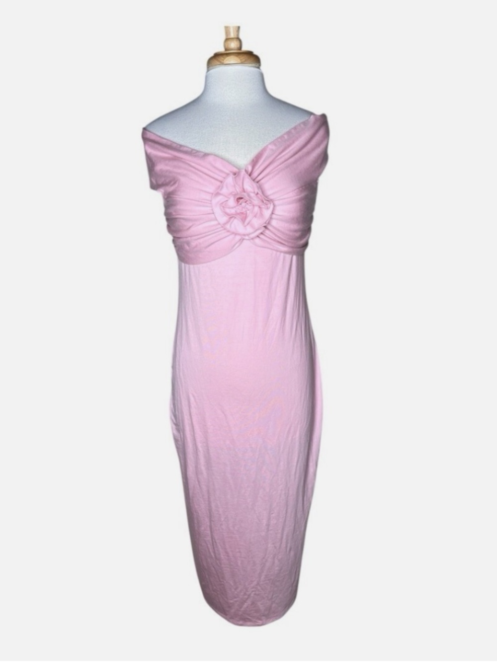 NWT Reformation Fiorello Knit Dress in Baby Girl Large Pink Midi Bodycon Tencel